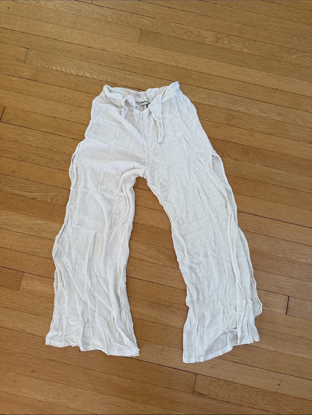 Casual White Wide-Leg Tie-Waist swimsuit cover up